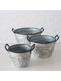 3-delige Set: Bloempotten "Adelia" Grijs -Boltze boltze 3 delige set bloempotten adelia grijs 6