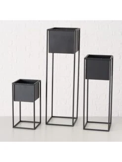 3-delige Set: Bloempotten "Casta" Zwart -Boltze boltze 3 delige set bloempotten casta zwart 4