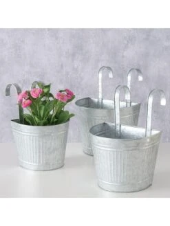 3-delige Set: Bloempotten "Elise" Zilverkleurig -Boltze boltze 3 delige set bloempotten elise zilverkleurig 2