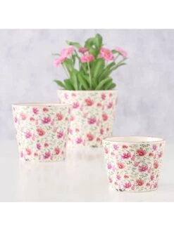 3-delige Set: Bloempotten "Melina" Wit/roze -Boltze boltze 3 delige set bloempotten melina wit roze 3