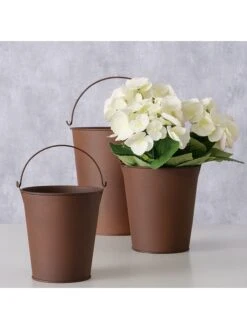 3-delige Set: Bloempotten 'Seluna" Bruin -Boltze boltze 3 delige set bloempotten seluna bruin 2