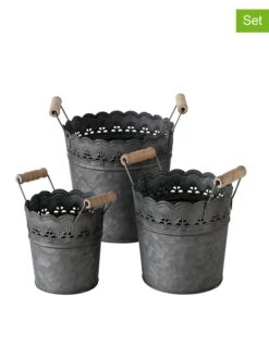 3-delige Set: Bloempotten "Shabby" Grijs