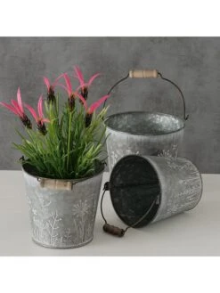 3-delige Set: Bloempotten "Silene" Grijs -Boltze boltze 3 delige set bloempotten silene grijs 2