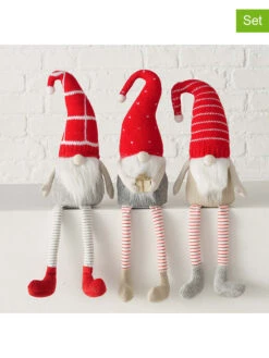 3-delige Set: Decoratieve Figuren "Lucky" Rood/grijs - (B)11 X (H)48 Cm