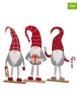 3-delige Set: Decoratieve Figuren "Lucky" Rood/grijs - (H)51 Cm