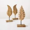 3-delige Set: Decoratieve Objecten "Blad" Naturel - (B)12 X (H)30 X (D)6,5 Cm -Boltze boltze 3 delige set decoratieve objecten blad naturel b 12 x h 30 x d 6 5 cm