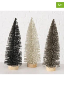 3-delige Set: Decoratieve Objecten "Tarvo" Antraciet/crème/zwart - (H)41 Cm