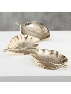 3-delige Set: Decoratieve Schalen "Blatt" Zilverkleurig - (L)27 X (B)20 Cm -Boltze boltze 3 delige set decoratieve schalen blatt zilverkleurig l 27 x b 20 cm 4