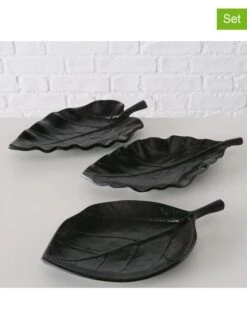 3-delige Set: Decoratieve Schalen "Blatt" Zwart - (L)27 X (B)20 Cm