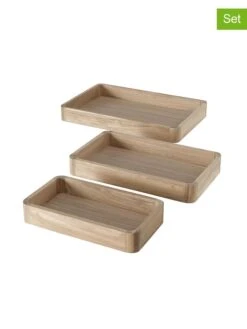 3-delige Set: Dienbladen "Elani" Naturel