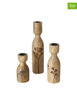 3-delige Set: Kaarshouders "Kamina" Lichtbruin