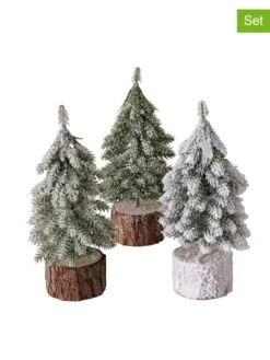 3-delige Set: Kunstkerstbomen "Senja" Groen - (H)19 X Ø 8 Cm