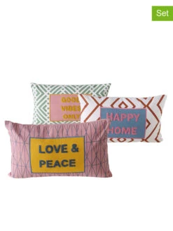 3-delige Set: Kussens "Positivity" Meerkleurig - (L)50 X (B)30 Cm