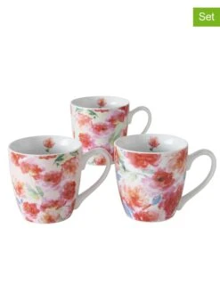 3-delige Set: Mokken "Karella" Roze/wit - 480 Ml