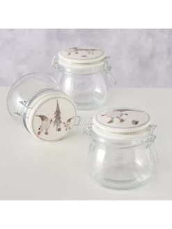 3-delige Set: Voorraadglazen "Mikkel" Wit - (H)11 X Ø 11 Cm -Boltze boltze 3 delige set voorraadglazen mikkel wit h 11 x o 11 cm 5