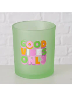 3-delige Set: Windlichten "Vibes" Groen/oranje/paars - (H)10 X Ø 9 Cm -Boltze boltze 3 delige set windlichten vibes groen oranje paars h 10 x o 9 cm 3