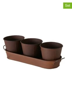 4-delige Bloempottenset "Seluna" Bruin