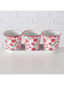 Boltze -Boltze boltze 4 delige bloempottenset tomato wit rood b 30 x h 10 cm 1