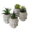 4-delige Set: Decoratieve Planten "Buddha Zenos" Grijs/groen - (H)17 X Ø 13 Cm -Boltze boltze 4 delige set decoratieve planten buddha zenos grijs groen h 17 x o 13 cm