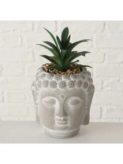 4-delige Set: Decoratieve Planten "Buddha Zenos" Grijs/groen - (H)17 X Ø 13 Cm -Boltze boltze 4 delige set decoratieve planten buddha zenos grijs groen h 17 x o 13 cm 2