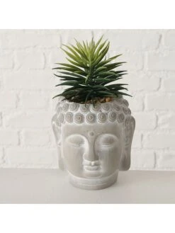 4-delige Set: Decoratieve Planten "Buddha Zenos" Grijs/groen - (H)17 X Ø 13 Cm -Boltze boltze 4 delige set decoratieve planten buddha zenos grijs groen h 17 x o 13 cm 4
