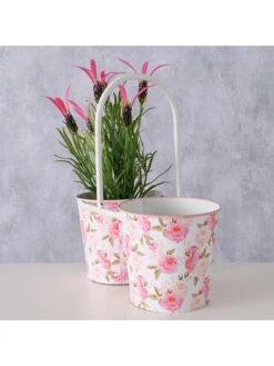 Bloempot "Roselia" Wit/roze - (B)23 X (H)25 X (D)12 Cm -Boltze boltze bloempot roselia wit roze b 23 x h 25 x d 12 cm 1