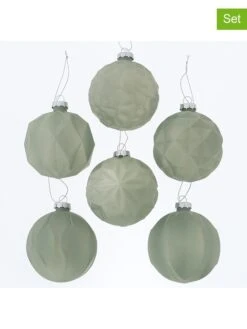 Kerstballen "Raven" Groen - 6 Stuks