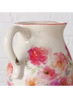 Vaas "Karella" Crème/roze - (H )19 X Ø 22 Cm -Boltze boltze vaas karella creme roze h 19 x o 22 cm 3