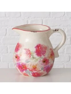 Vaas "Karella" Crème/roze - (H )19 X Ø 22 Cm -Boltze boltze vaas karella creme roze h 19 x o 22 cm 4