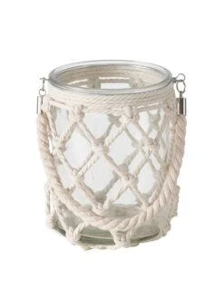 Windlicht "Netty" Crème/transparant - (H)18 Cm